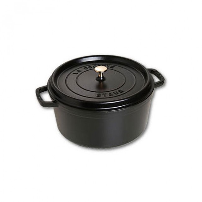 Round cast iron cocotte 12 in / 30 cm - black