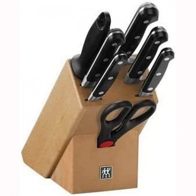 Ménagère 24 pièces bleue en inox - Range couverts en bois - Laguiole - Jean Dubost