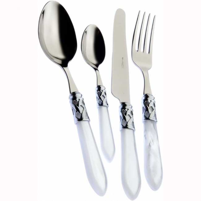 Ménagère 24 pièces bleue en inox - Range couverts en bois - Laguiole - Jean Dubost