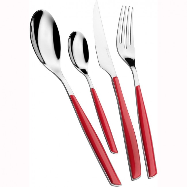 Ménagère 24 pièces bleue en inox - Range couverts en bois - Laguiole - Jean Dubost
