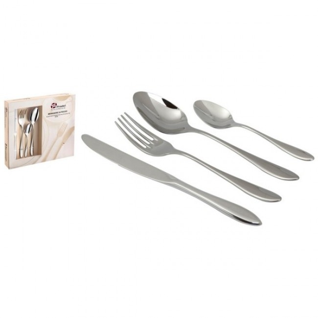 Ménagère 24 pièces bleue en inox - Range couverts en bois - Laguiole - Jean Dubost