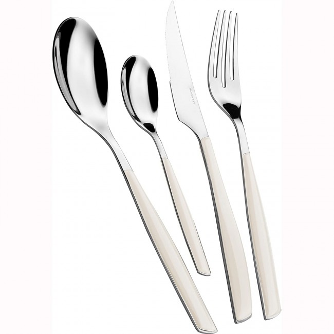 Ménagère 24 pièces bleue en inox - Range couverts en bois - Laguiole - Jean Dubost