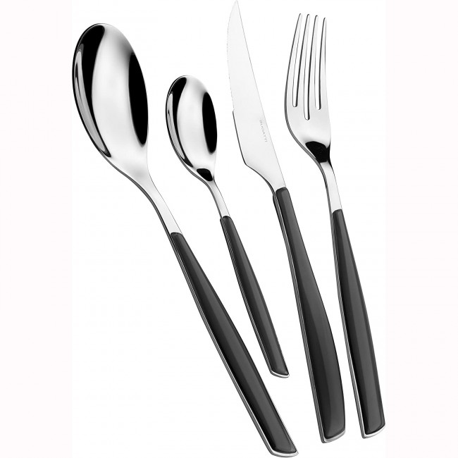 Ménagère 24 pièces bleue en inox - Range couverts en bois - Laguiole - Jean Dubost