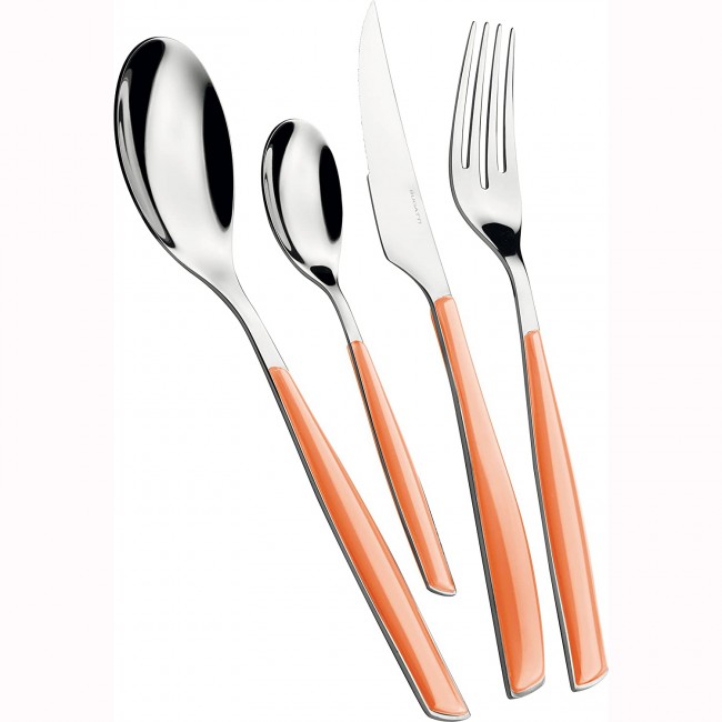 Ménagère 24 pièces bleue en inox - Range couverts en bois - Laguiole - Jean Dubost
