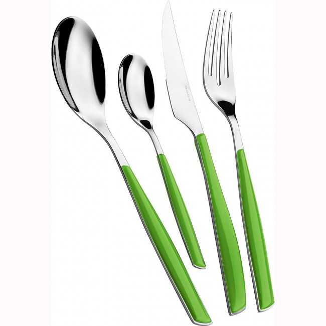 Ménagère 24 pièces bleue en inox - Range couverts en bois - Laguiole - Jean Dubost