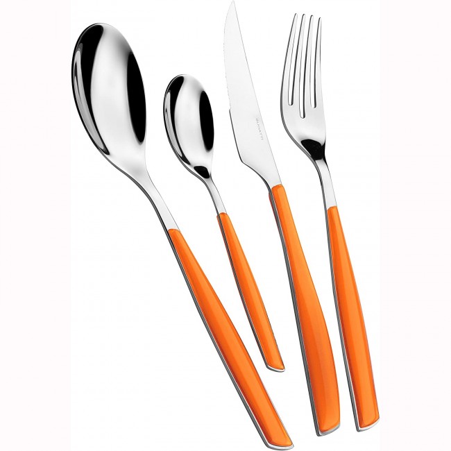 Ménagère 24 pièces bleue en inox - Range couverts en bois - Laguiole - Jean Dubost