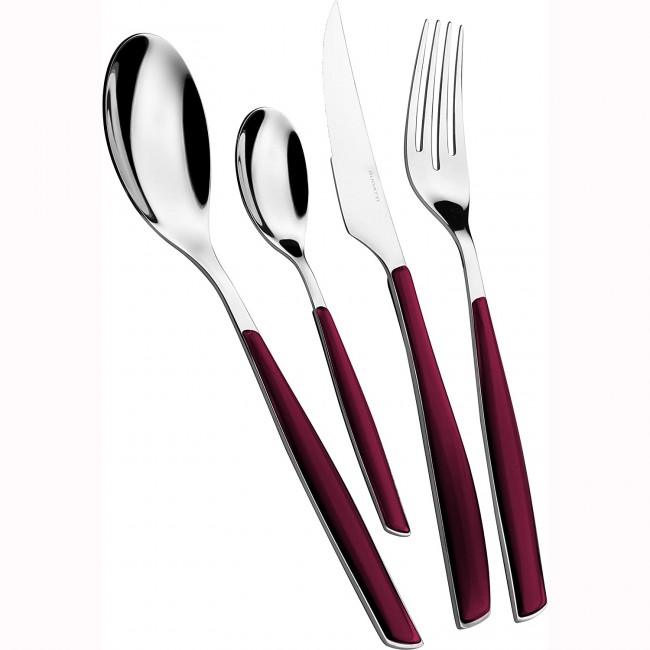 Ménagère 24 pièces bleue en inox - Range couverts en bois - Laguiole - Jean Dubost