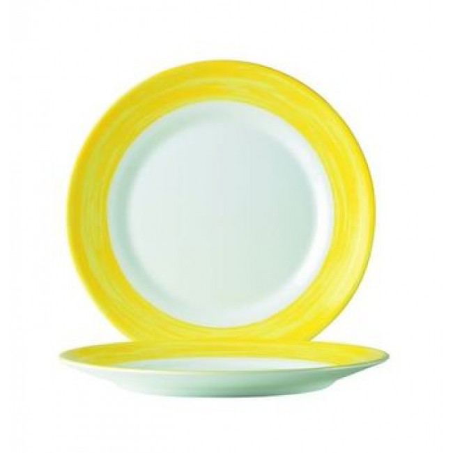 Round dinner plate white/yellow 9.1 in / 23.5 cm - Sold individually