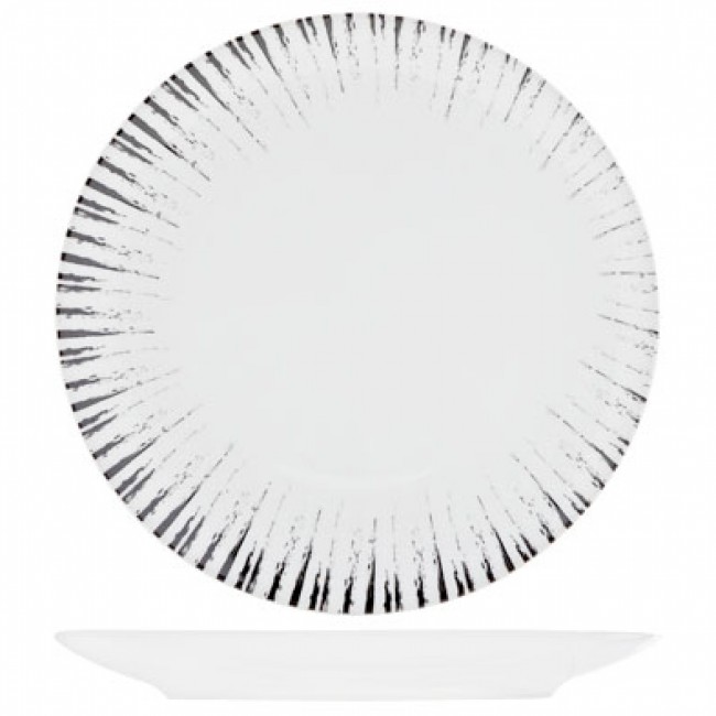 Dessert plate black and white 8 in / 20 cm - Sold individually