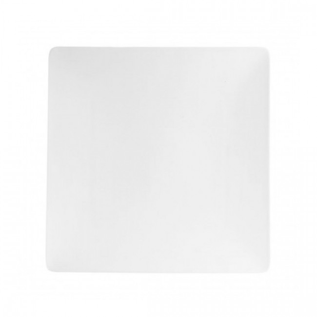 Porcelain white flat square dessert plate 8 in / 20 cm