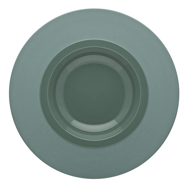Sandstone round pasta plate 10" / 26cm green - singly sold - Bahia - Guy Degrenne