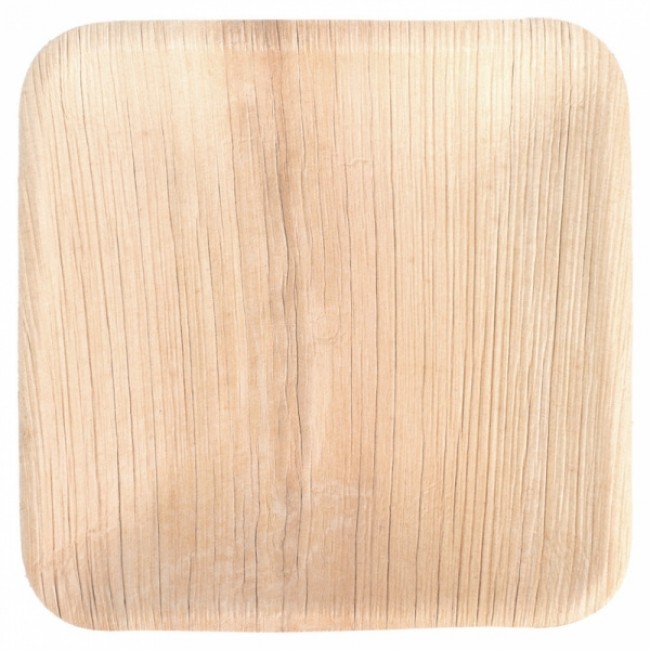Disposable square areca plate natural color 15x1.5 cm / 6 x 0.3" - Set of 25