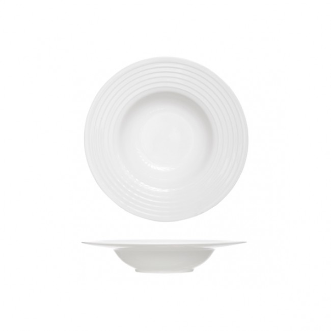 Round white porcelain soup plate 9 inx2 in 23x4.3 cm - Set of 4
