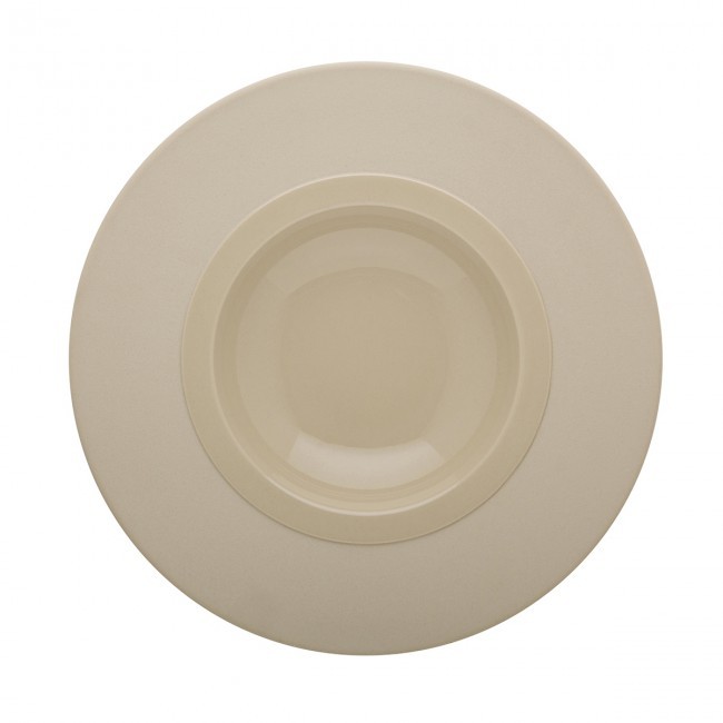 Sandstone gourmet round hollow plate 9 in / 23 cm dune - Sold individually
