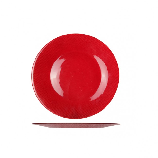 Large round presentation plate 12" / 31cm red - Set of 12 - Inca 