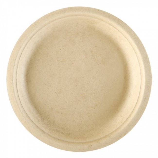 Disposable bionic cellulose plate natural color Ø 18x1,8 cm / Ø 7 - Set of 50 