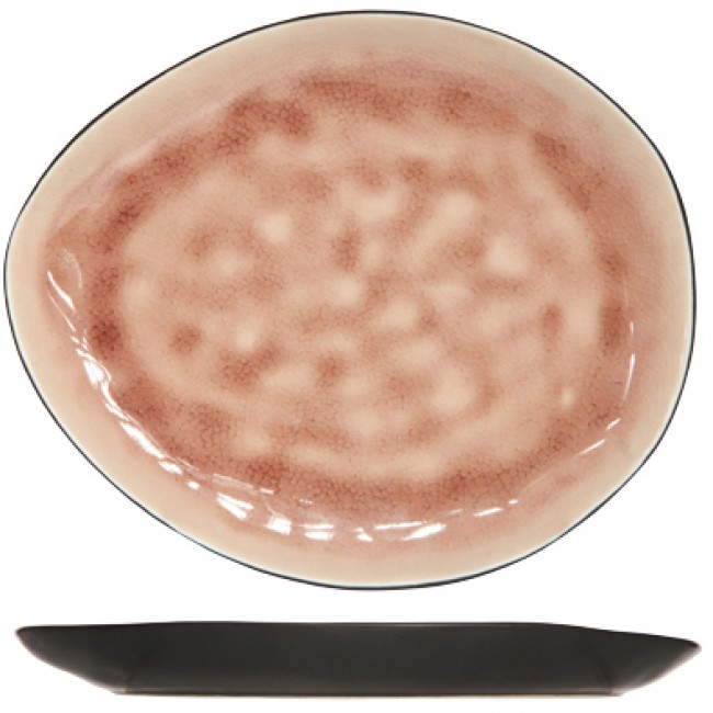 Oval plate black and rose 7.68"x 6.30" /19.5cm x 16cm - Set of 6 - Cosy & Trendy - Laguna Old Rose