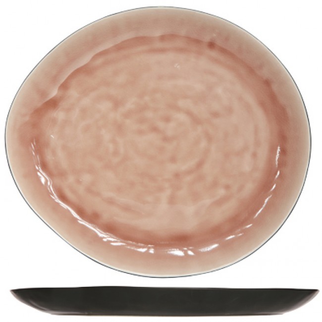Oval plate black and rose 32.5x28.5cm (12.8"×11.2") - Set of 2  - Laguna Old Rose - Cosy & Trendy
