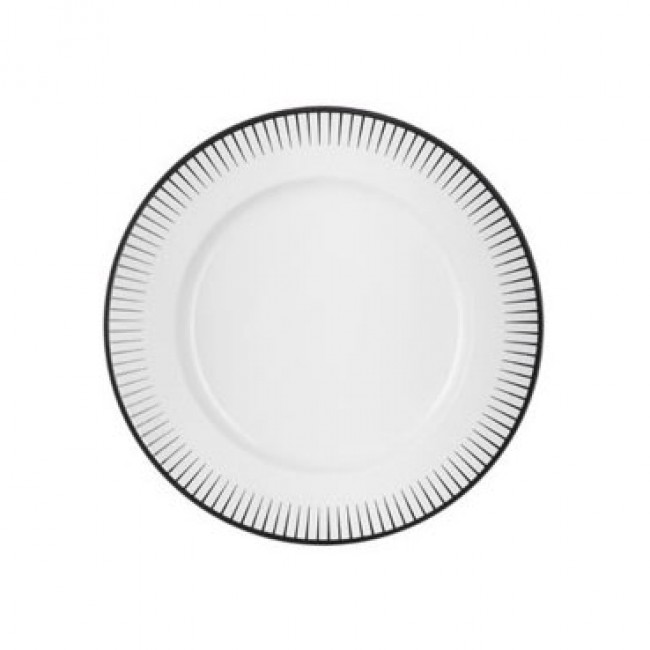 White porcelain plate 6,8 in / 17,5 cm with black pattern in relief