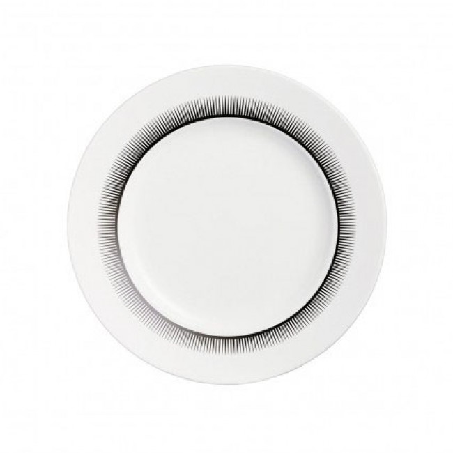 White porcelain plate 8,5 in / 21,5 cm with black pattern in relief