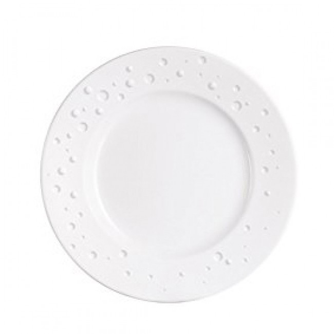 White porcelain plate with water droplets design 11 in / 28.5 cm
