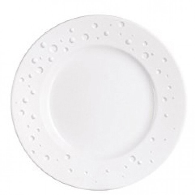 White porcelain plate with water droplets design 12.5 in / 32 cm