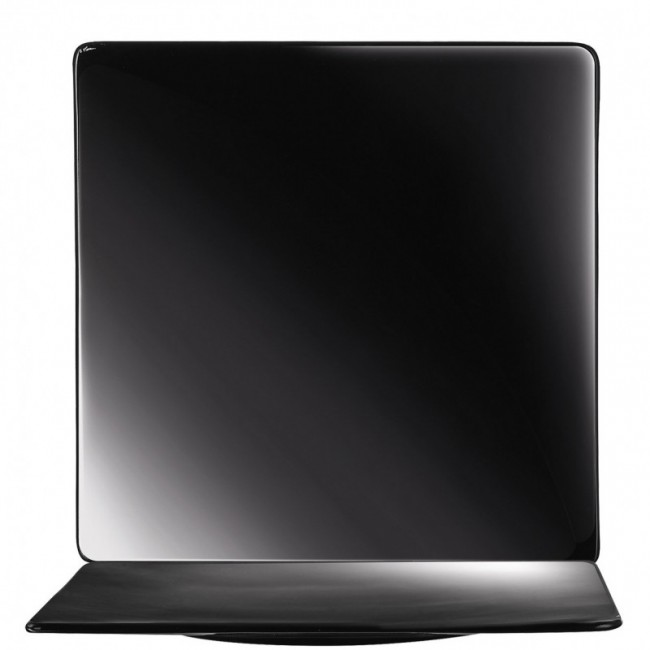 Porcelain black flat square plate 11 in / 28 cm