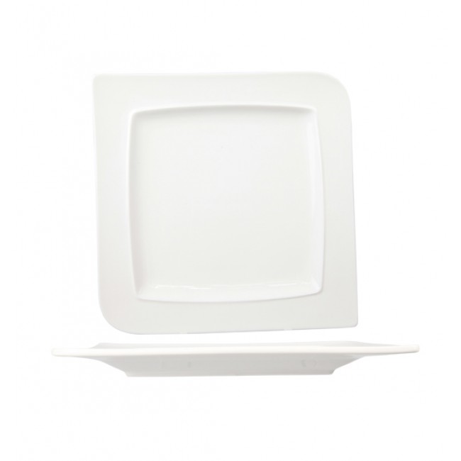 White porcelain square plate 9"/25cm - Set of 6 - Louise - Cosy & Trendy