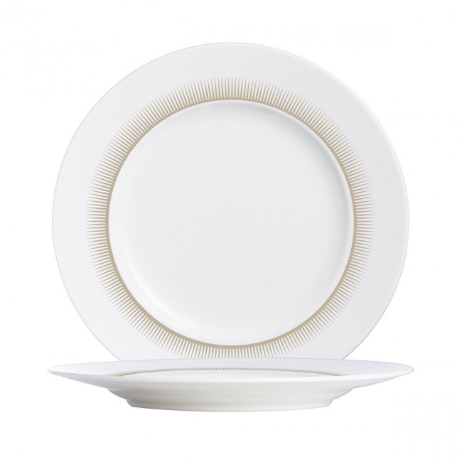 White round flat porcelain plate 6.7 in / 17.5 cm with grey pattern