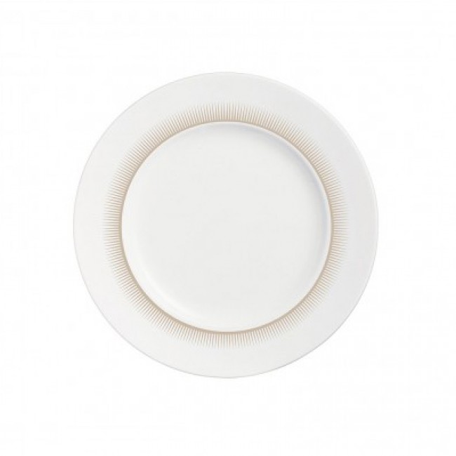 White round flat porcelain plate 8.3 in / 21.5 cm with grey pattern