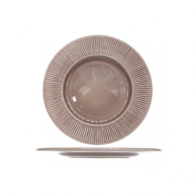 Round flat plate 11 in / 28 cm purple patina - Sold individually