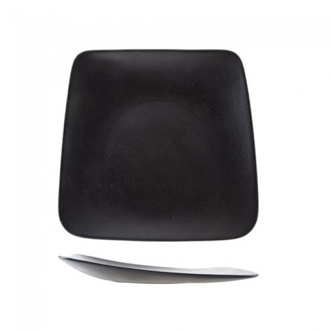 Black porcelain rectangular plate 11 x 9 x 10 in / 28 x 23 x 26 cm - Set of 6