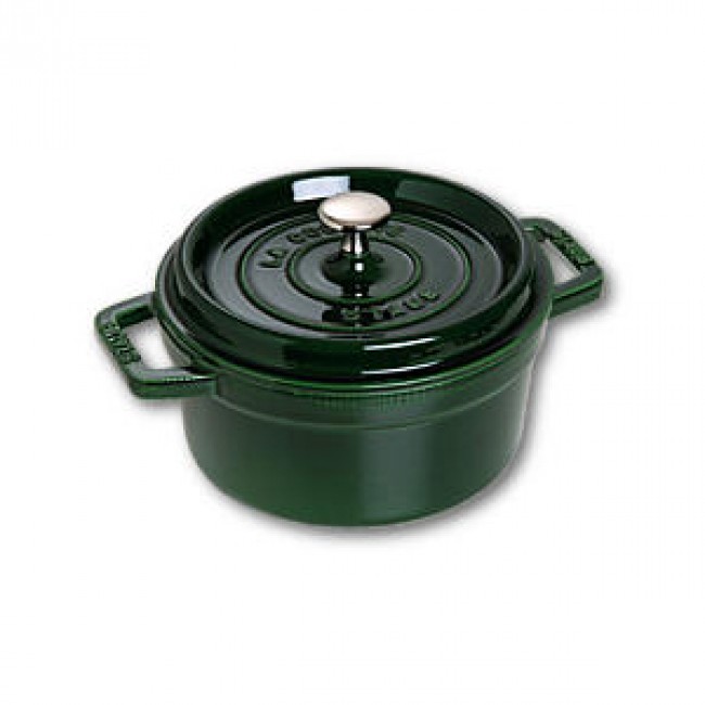 Round cast iron cocotte 4 in / 10 cm - basil green