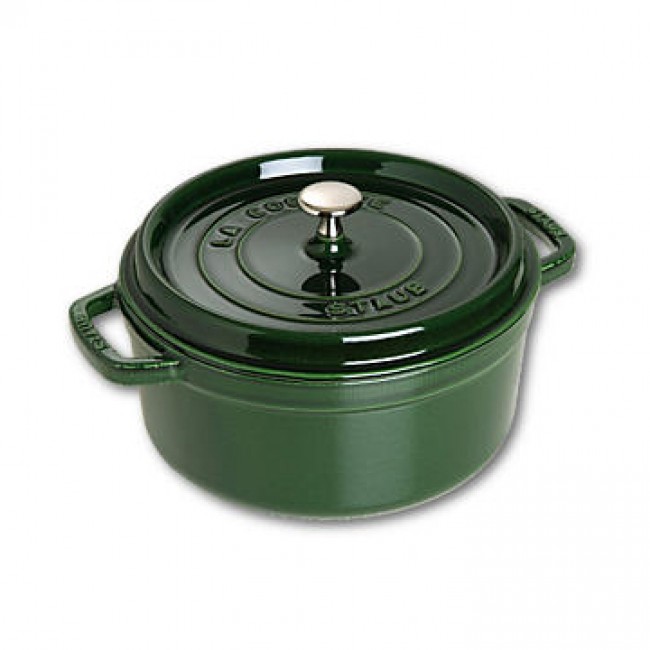 Round cast iron cocotte 9.4 in / 24 cm - basil green