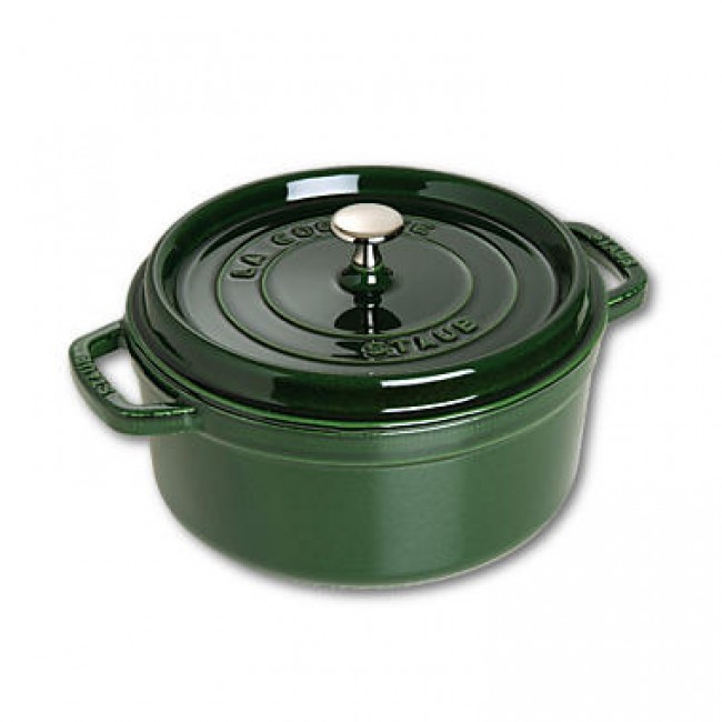 Round cast iron cocotte 10.2 in / 26 cm - basil green