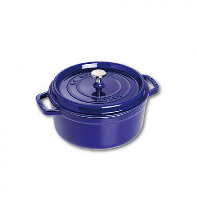 Round cast iron cocotte 9.4 in / 24 cm - intense blue