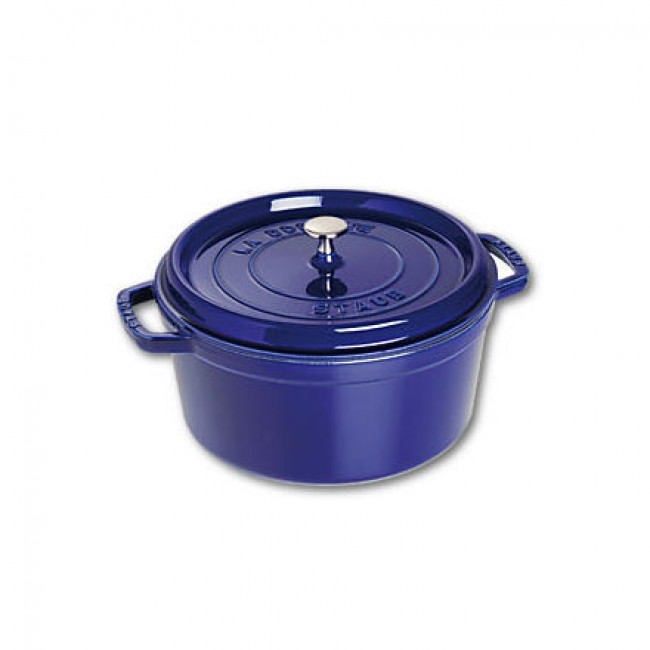 Round cast iron cocotte 11 in / 28 cm - intense blue