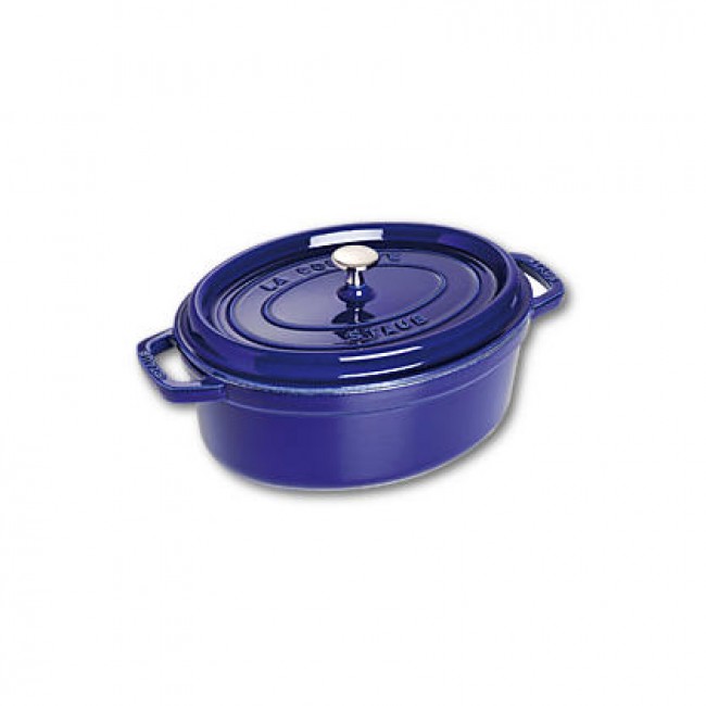 Oval cast iron cocotte 11.4 in / 29 cm - intense blue