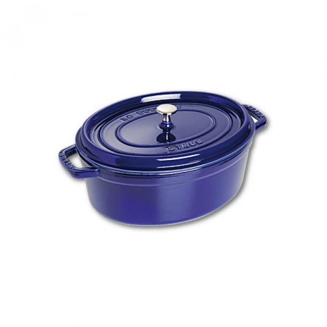 Oval cast iron cocotte 13 in / 33 cm - intense blue