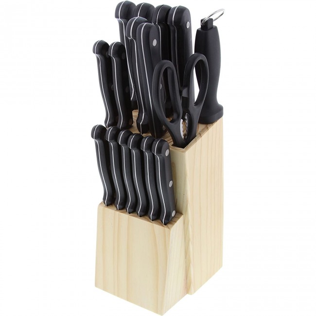 Ménagère 24 pièces bleue en inox - Range couverts en bois - Laguiole - Jean Dubost