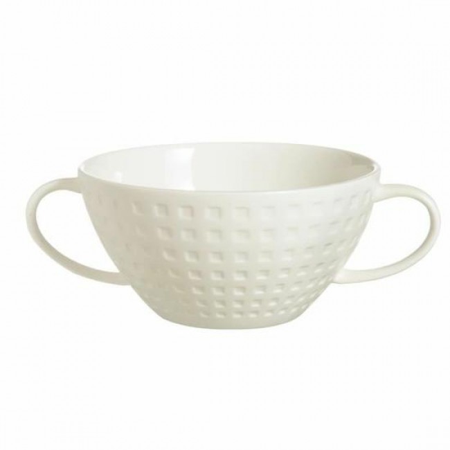 Porcelain soup bowl with handle 10 oz / 30 cl square geometric patterns