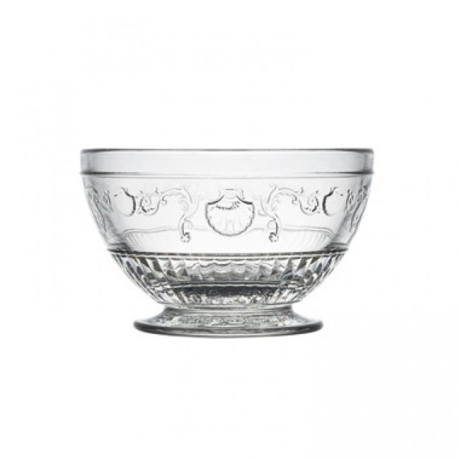 Transparent glass round bowl on stand baroque patterns 9 oz / 27 cl - Set of 6