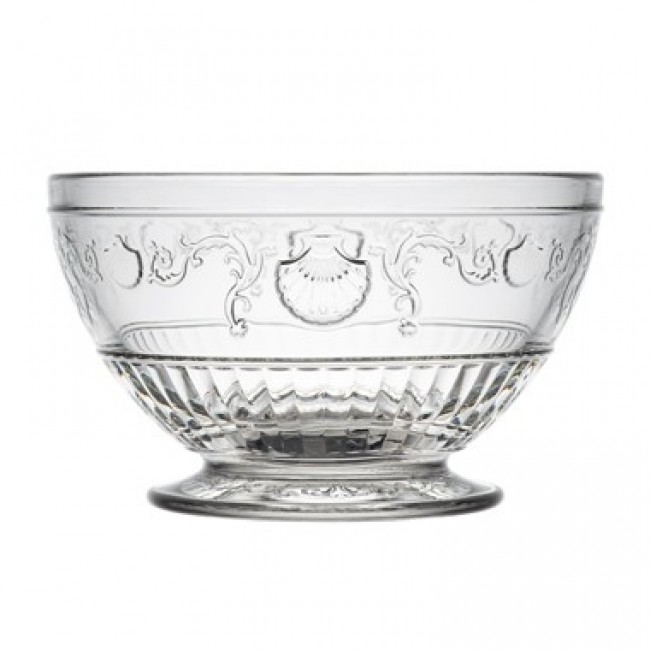 Transparent glass round bowl on stand baroque patterns 20 oz / 60 cl - Set of 6