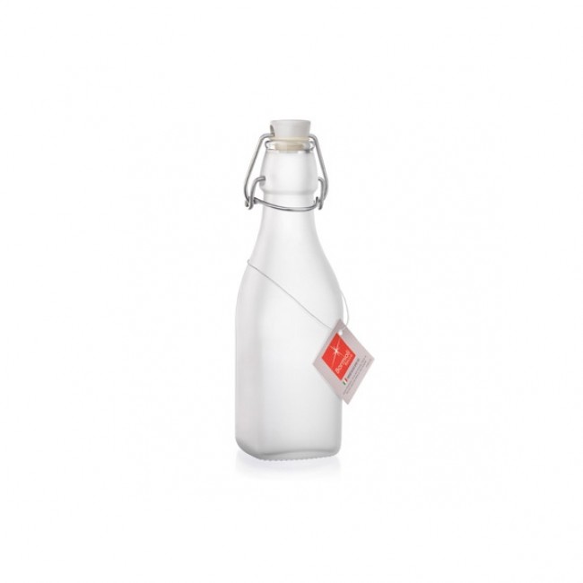 Swing top satin glass bottle 8 oz / 0.25 L with label - Swing - Bormioli Rocco