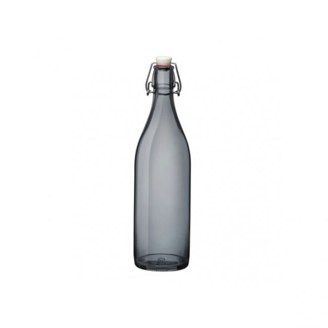 Grey glass bottle 34 oz / 1 L 3 x 3 x 13" / 8 x 8 x 32 cm - Giara - Bormioli Rocco