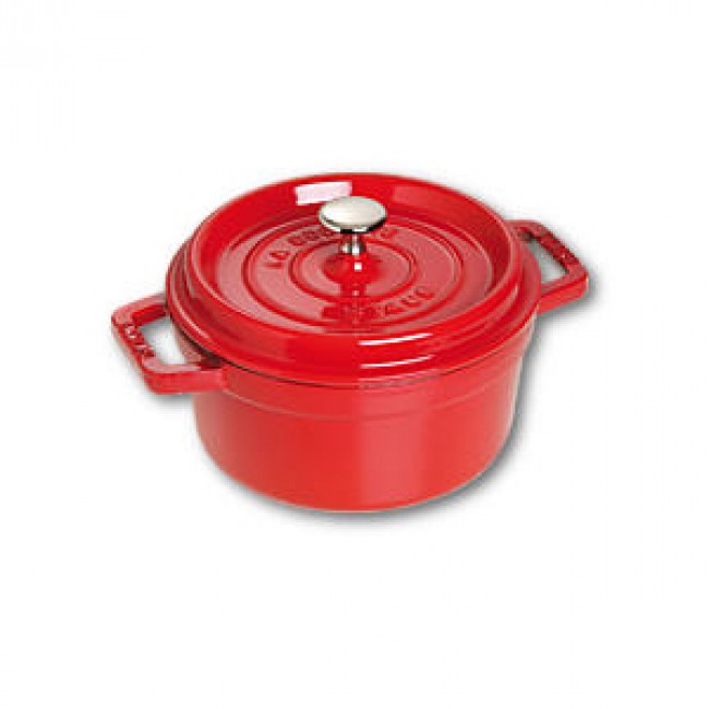 Round cast iron cocotte 7 in / 18 cm - cherry red
