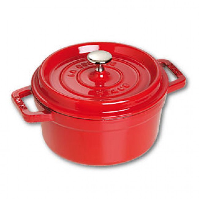 Round cast iron cocotte 11 in / 28 cm - cherry red