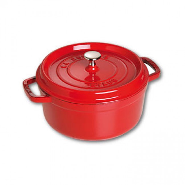 Round cast iron cocotte 8.6 in / 22 cm - cherry red