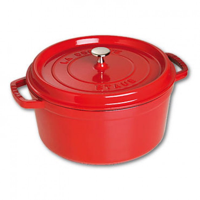Round cast iron cocotte 12 in / 30 cm - cherry red