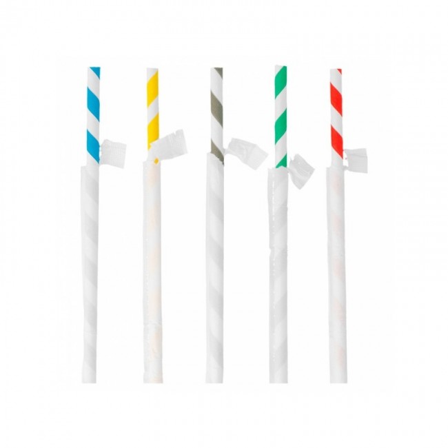 Flexible stripes wrapped coloured straw in  0.6 x 23cm / 9" - Sold by 250 - Decorated straws - AZ boutique